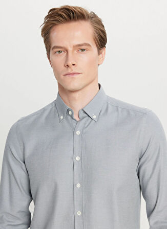 Altınyıldız Classics Slim Fit Düğmeli Yaka Gri Erkek Gömlek ACE020261321_GRI