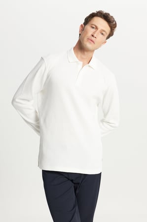 Pamuklu Standart Fit Normal Kesim Polo Yaka Armürlü Esnek Tişört