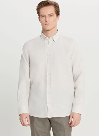 Altınyıldız Classics Tailored Fit Düğmeli Yaka Bej Erkek Gömlek ACE020261601_BEJ