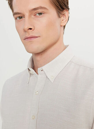 Altınyıldız Classics Tailored Fit Düğmeli Yaka Bej Erkek Gömlek ACE020261601_BEJ