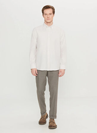 Altınyıldız Classics Tailored Fit Düğmeli Yaka Bej Erkek Gömlek ACE020261601_BEJ