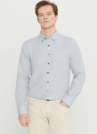 Altınyıldız Classics Tailored Fit Düğmeli Yaka Lacivert Erkek Gömlek ACE020261601_LAC