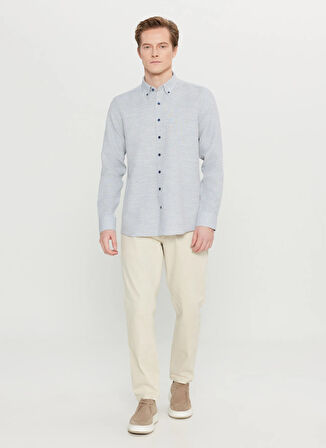 Altınyıldız Classics Tailored Fit Düğmeli Yaka Lacivert Erkek Gömlek ACE020261601_LAC