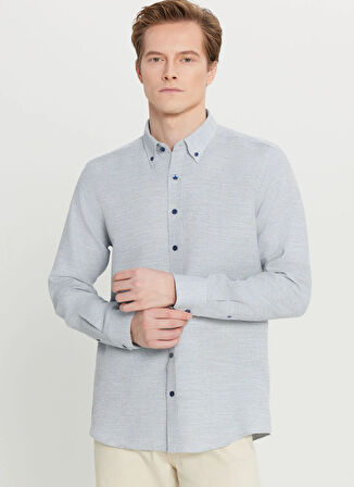 Altınyıldız Classics Tailored Fit Düğmeli Yaka Lacivert Erkek Gömlek ACE020261601_LAC