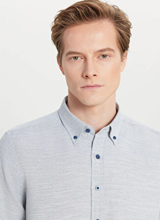 Altınyıldız Classics Tailored Fit Düğmeli Yaka Lacivert Erkek Gömlek ACE020261601_LAC