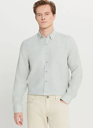 Altınyıldız Classics Tailored Fit Düğmeli Yaka Haki Erkek Gömlek ACE020261601_HAK