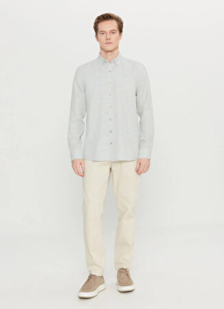 Altınyıldız Classics Tailored Fit Düğmeli Yaka Haki Erkek Gömlek ACE020261601_HAK