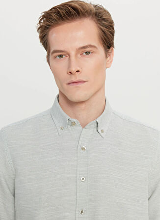 Altınyıldız Classics Tailored Fit Düğmeli Yaka Haki Erkek Gömlek ACE020261601_HAK