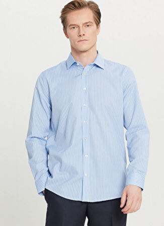Altınyıldız Classics Tailored Fit Klasik Yaka Mavi - Beyaz Erkek Gömlek ACE020261602_MVB