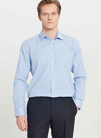 Altınyıldız Classics Tailored Fit Klasik Yaka Mavi - Beyaz Erkek Gömlek ACE020261602_MVB