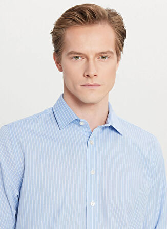 Altınyıldız Classics Tailored Fit Klasik Yaka Mavi - Beyaz Erkek Gömlek ACE020261602_MVB