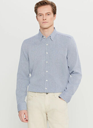 Altınyıldız Classics Tailored Fit Düğmeli Yaka Lacivert Erkek Gömlek ACE020261604_LAC