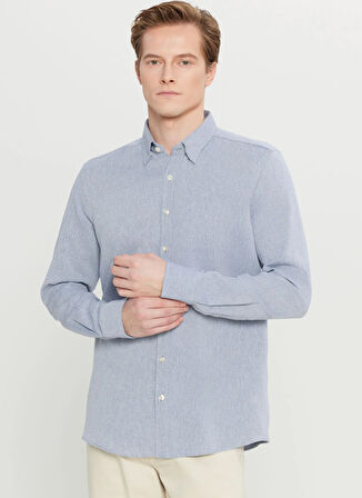 Altınyıldız Classics Tailored Fit Düğmeli Yaka Lacivert Erkek Gömlek ACE020261604_LAC