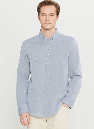 Altınyıldız Classics Tailored Fit Düğmeli Yaka Lacivert Erkek Gömlek ACE020261604_LAC