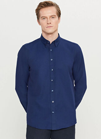Altınyıldız Classics Tailored Fit Düğmeli Yaka Lacivert Erkek Gömlek ACE020261597_LAC
