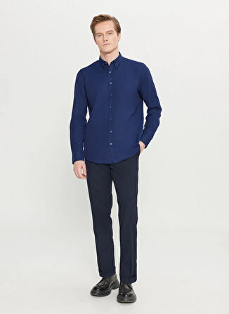 Altınyıldız Classics Tailored Fit Düğmeli Yaka Lacivert Erkek Gömlek ACE020261597_LAC