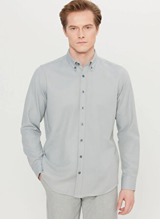 Altınyıldız Classics Tailored Fit Düğmeli Yaka Gri Erkek Gömlek ACE020261599_GRI