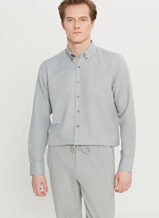 Altınyıldız Classics Tailored Fit Düğmeli Yaka Gri Erkek Gömlek ACE020261599_GRI