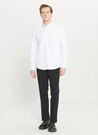 Altınyıldız Classics Tailored Fit Düğmeli Yaka Beyaz Erkek Gömlek ACE020261599_BYZ