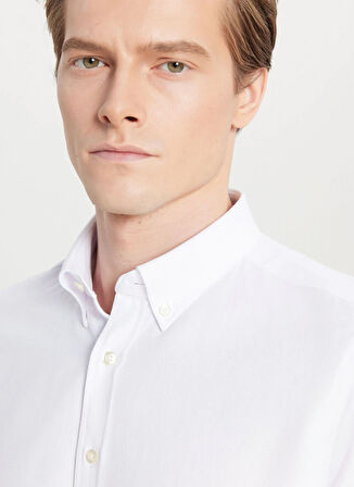 Altınyıldız Classics Tailored Fit Düğmeli Yaka Beyaz Erkek Gömlek ACE020261599_BYZ