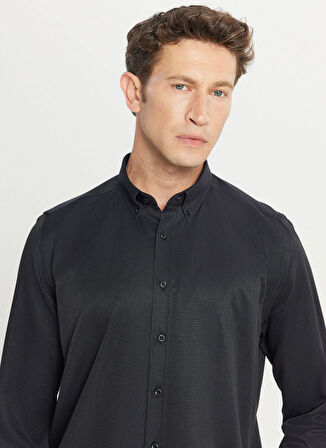 Altınyıldız Classics Tailored Fit Düğmeli Yaka Siyah Erkek Gömlek ACE020261599_SYH