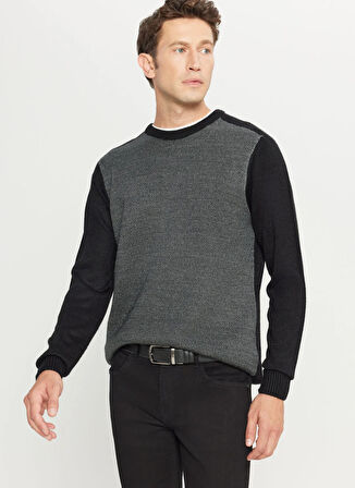 Altınyıldız Classics Bisiklet Yaka Standart Siyah - Gri Erkek Kazak ACE049261478_SYG