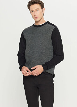 Altınyıldız Classics Bisiklet Yaka Standart Siyah - Gri Erkek Kazak ACE049261478_SYG