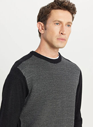 Altınyıldız Classics Bisiklet Yaka Standart Siyah - Gri Erkek Kazak ACE049261478_SYG