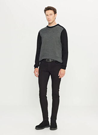 Altınyıldız Classics Bisiklet Yaka Standart Siyah - Gri Erkek Kazak ACE049261478_SYG