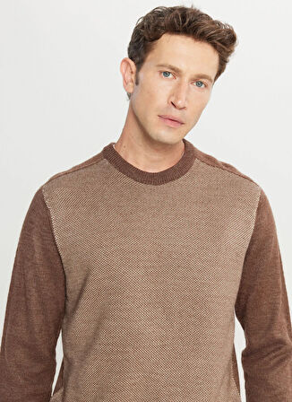 Altınyıldız Classics Bisiklet Yaka Standart Kahve - Bej Erkek Kazak ACE049261478_KHJ