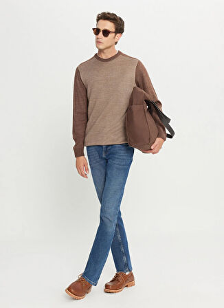 Altınyıldız Classics Bisiklet Yaka Standart Kahve - Bej Erkek Kazak ACE049261478_KHJ