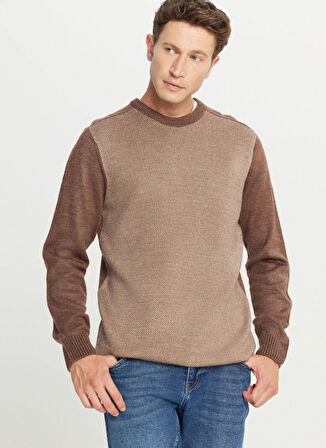 Altınyıldız Classics Bisiklet Yaka Standart Kahve - Bej Erkek Kazak ACE049261478_KHJ