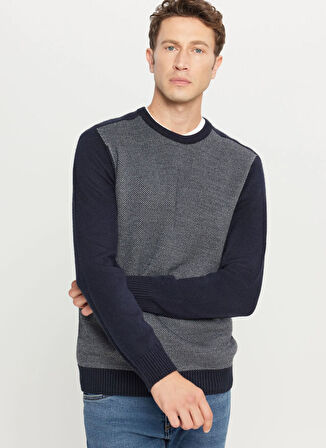 Altınyıldız Classics Bisiklet Yaka Standart Lacivert - Gri Erkek Kazak ACE049261478_LCG