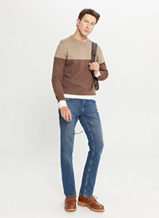 Altınyıldız Classics Bisiklet Yaka Standart Kahve - Bej Erkek Kazak ACE049261480_KHJ