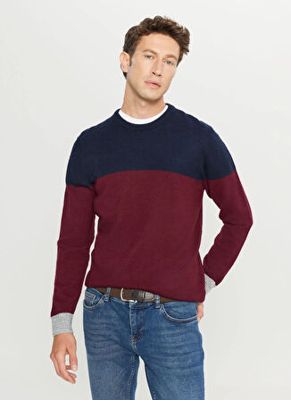 Altınyıldız Classics Bisiklet Yaka Standart Lacivert - Bordo Erkek Kazak ACE049261480_BRL