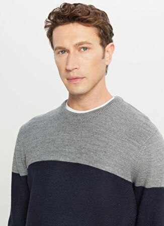 Altınyıldız Classics Bisiklet Yaka Standart Lacivert - Gri Erkek Kazak ACE049261480_LGJ