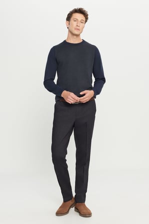 Pamuklu Regular Fit Normal Kesim Diagonal Desenli Yan Cepli Casual Pantolon