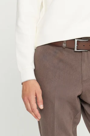 Pamuklu Regular Fit Normal Kesim Diagonal Desenli Yan Cepli Casual Pantolon