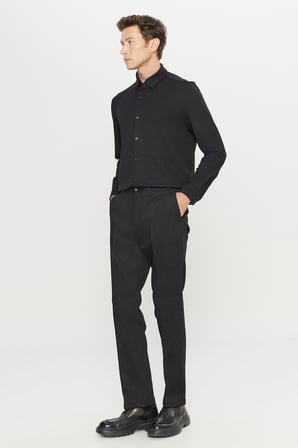 Pamuklu Regular Fit Normal Kesim Diagonal Desenli Yan Cepli Casual Pantolon