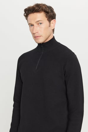 Pamuklu Slim Fit Dar Kesim Bato Yaka Dokulu Triko Kazak