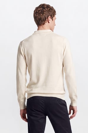 Yünlü Standart Fit Normal Kesim Polo Yaka Jakarlı Triko Kazak