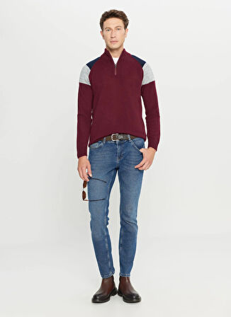 Altınyıldız Classics Bato Yaka Standart Lacivert - Bordo Erkek Kazak ACE049261481_BRL