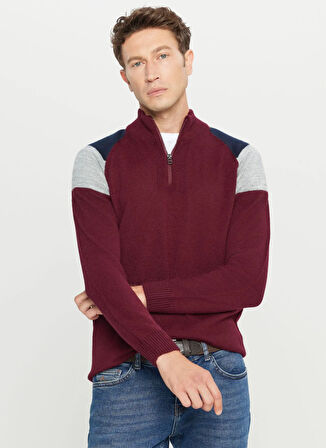 Altınyıldız Classics Bato Yaka Standart Lacivert - Bordo Erkek Kazak ACE049261481_BRL