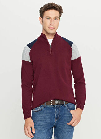 Altınyıldız Classics Bato Yaka Standart Lacivert - Bordo Erkek Kazak ACE049261481_BRL