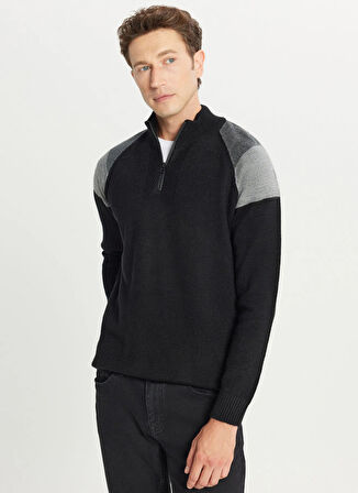 Altınyıldız Classics Bato Yaka Standart Siyah - Antrasit Erkek Kazak ACE049261481_SSA