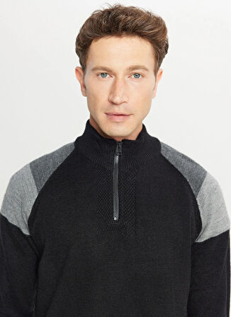 Altınyıldız Classics Bato Yaka Standart Siyah - Antrasit Erkek Kazak ACE049261481_SSA