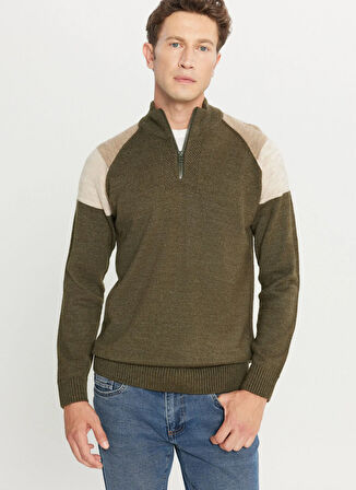 Altınyıldız Classics Bato Yaka Standart Bej - Haki Erkek Kazak ACE049261481_HAB