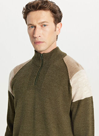 Altınyıldız Classics Bato Yaka Standart Bej - Haki Erkek Kazak ACE049261481_HAB