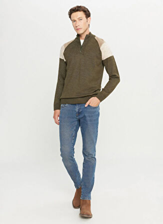 Altınyıldız Classics Bato Yaka Standart Bej - Haki Erkek Kazak ACE049261481_HAB