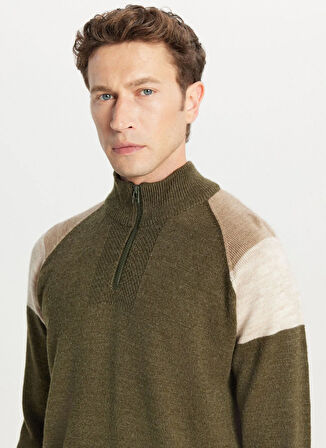 Altınyıldız Classics Bato Yaka Standart Bej - Haki Erkek Kazak ACE049261481_HAB